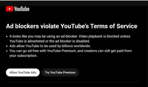 ad blockers violate youtubes terms of service bypass